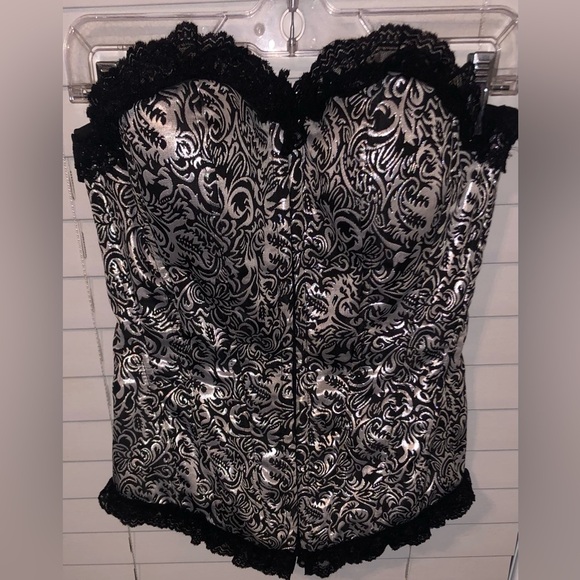 Vintage tapestry Corset with lace & boning by Shirley of Hollywood corset L GUC - Picture 2 of 11